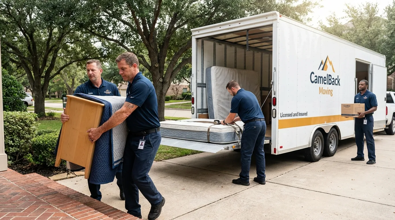 Crew loading residential truck for cross-state move from Williamston, MI